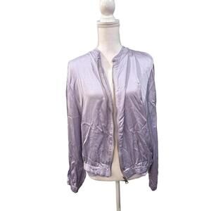 Michela Mii Light Purple Viscose Blend Bomber Jacket, One Size (up to Large)